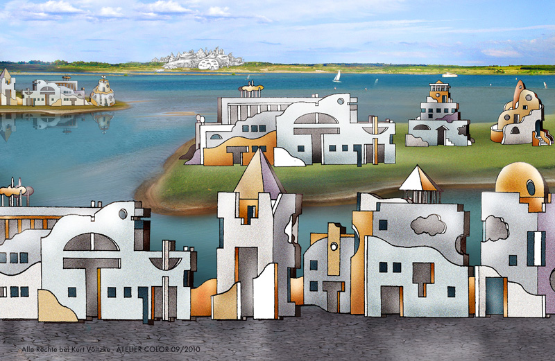 Entwurf Rekultivierung Tagebau organische Stadt